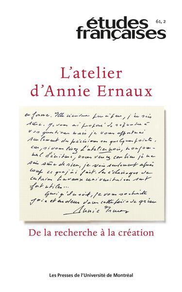 Picture of Études françaises, v. 61, no 2