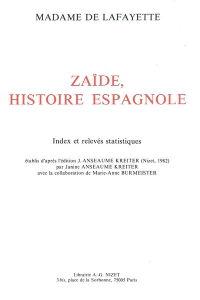 Image de Zaïde, Histoire espagnole