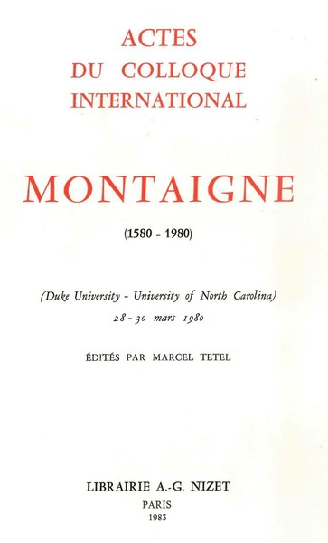 Image de Montaigne (1580-1980)