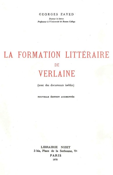Image de La Formation littéraire de Verlaine