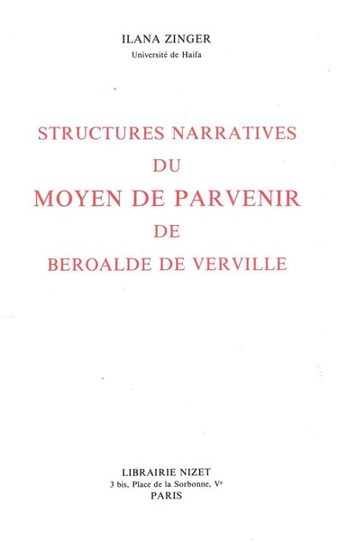 Image de Structures narratives du Moyen de parvenir de Beroalde de Virville