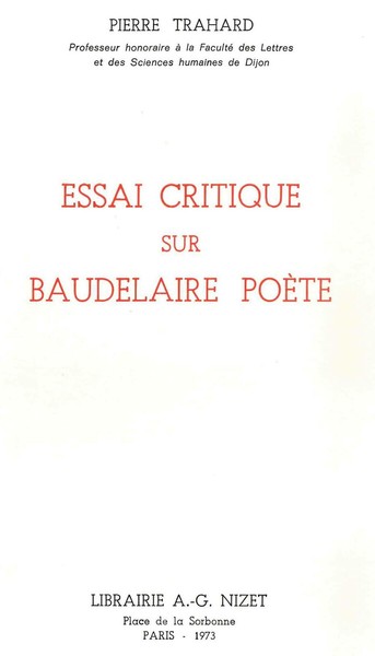 Image de Essai critique sur Baudelaire poète