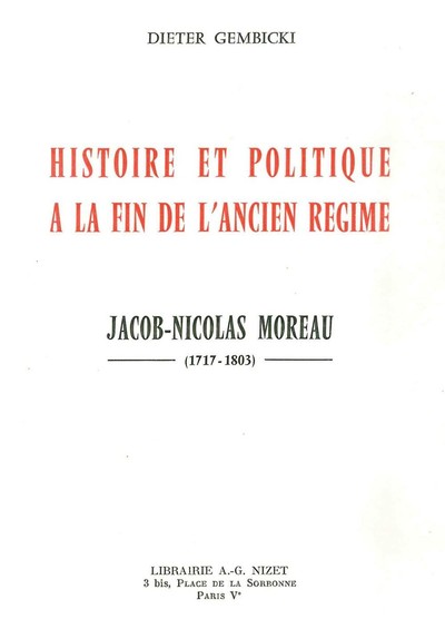 Image de Histoire et politique à la fin de l'Ancien Régime