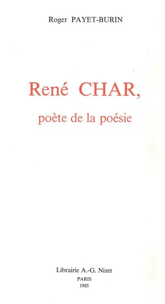 Image de René Char, poète de la poésie