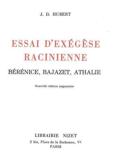 Image de Essai d'exégèse racinienne