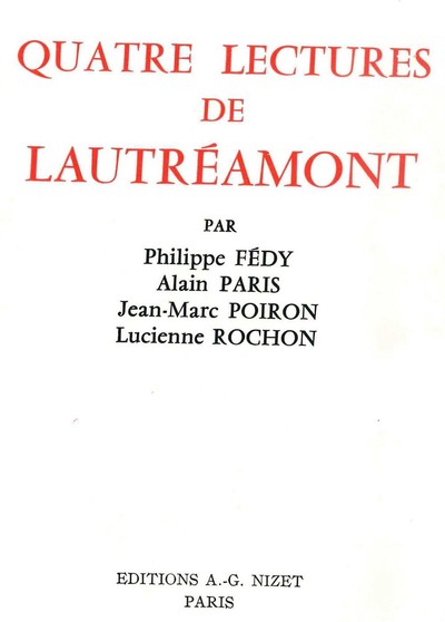 Image de Quatre lectures de Lautréamont