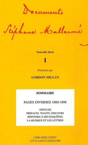 Image de Documents Stéphane Mallarmé - Nouvelle série I