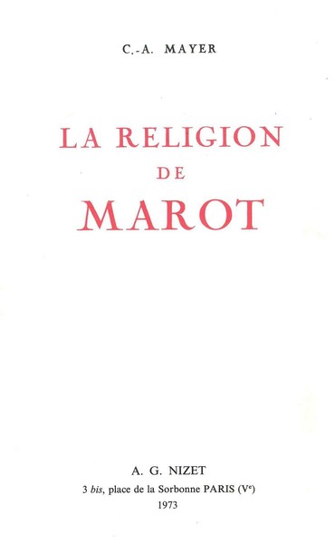 Image de La Religion de Marot