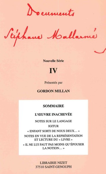 Image de Documents Stéphane Mallarmé - Nouvelle série IV