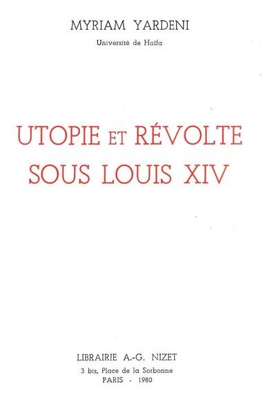 Image de Utopie et révolte sous Louis XIV