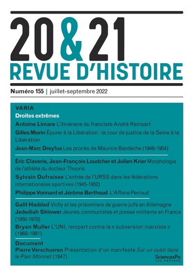 Picture of 20&21. Revue d'histoire 155
