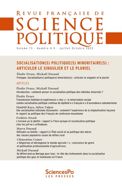 Image de Revue française de science politique T73-4/5 - Socialisation