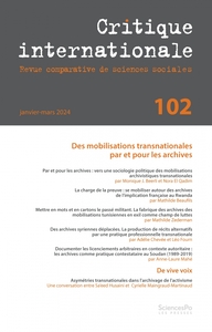 Picture of Critique Internationale 102 - Des mobilisations transnationa