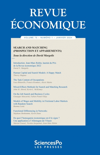 Picture of Revue économique T75-1 - Search and matching (prospection et