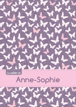 Picture of Le cahier d'Anne-Sophie - Petits carreaux, 96p, A5 - Papillons Mauve