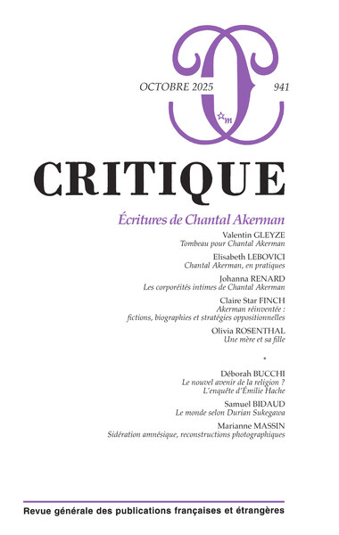 Picture of Critique 941 - Écritures de Chantal Akerman