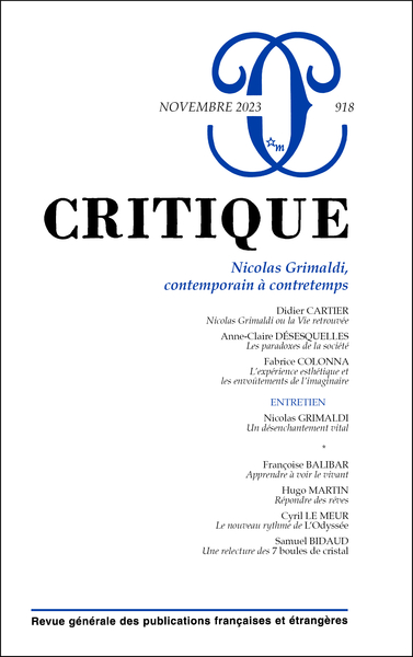 Picture of Critique 918 : Nicolas Grimaldi