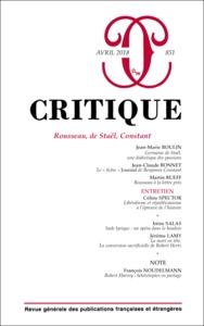Picture of Critique 851 Rousseau,de Staël,Constant