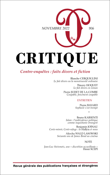 Picture of Critique 906 : Contre-enquêtes : faits divers et fiction