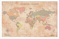 Image de CARTE LIEGE - MONDE S OLD SCHOOL - CADRE BLANC 30CM X 20CM