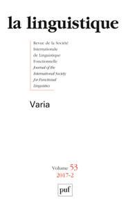 Picture of linguistique 2017, vol. 53 (2)