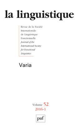 Picture of linguistique 2016, vol. 52 (1)