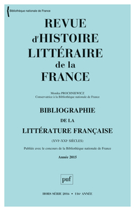 Picture of RHLF 2016, Bibliographie 2015