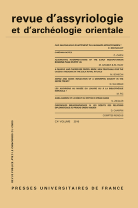 Picture of Rev. d'assyrio. et d'archéo. orient. 2016, vol. 110