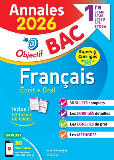 Image de Annales Objectif BAC 2026 - Français 1res STMG - STI2D - ST2S - STL - STD2A - STHR