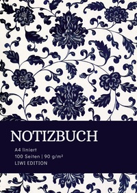 Picture of Notizbuch A4 liniert - 100 Seiten Soft Cover - floral blau - FSC Papier