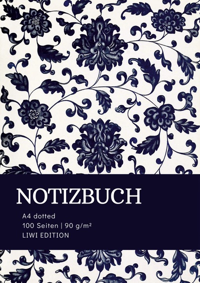 Picture of Notizbuch A4 dotted - 100 Seiten Soft Cover - floral blau - FSC Papier