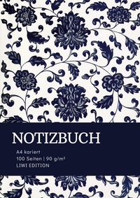 Picture of Notizbuch A4 kariert - 100 Seiten Soft Cover floral blau - FSC Papier