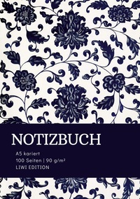 Picture of Floral blau - Notizbuch A5 kariert - 100 Seiten 90g/m² - Soft Cover - FSC Papier