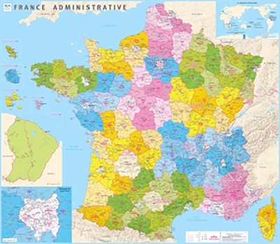 Picture of FRANCE ADMINISTRATIVE PLASTIFIEE NOUVELLES REGIONS 100 CM X 115 CM