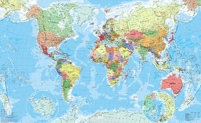 Picture of MONDE POLITIQUE PLASTIFIE IGN GF 138 CM X 85,5 CM