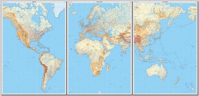 Image de POSTER MONDE PLASTIFIE (3 FEUILLES) 143CM X 289CM