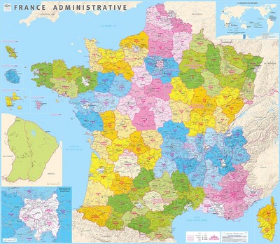Picture of FRANCE ADMINISTRATIVE PLASTIFIEE NOUVELLES REGIONS 100 CM X 115 CM