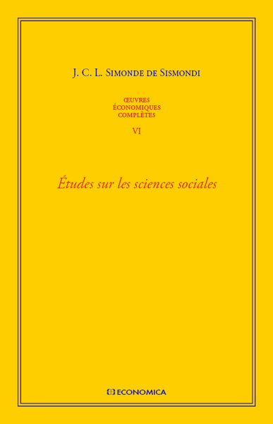 Image de OEUVRES ECONOMIQUES COMPLETES, VOL 6 - ETUDES SUR LES SCIENCES SOCIALES