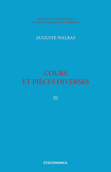 Image de Walras œuvres économiques complètes vol. III