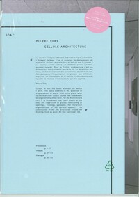 Picture of 1 - PIERRE TOBY, CELLULE ARCHITECTURE (FR/ENG)