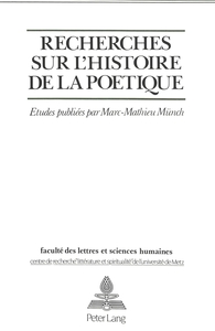 Image de Recherches sur l'histoire de la poétique - études
