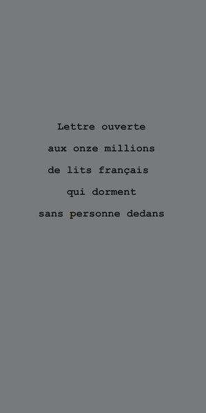 Picture of Lettre ouverte aux onze millions de lits français  qui dorment sans personne dedans