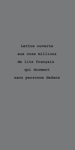 Picture of Lettre ouverte aux onze millions de lits français  qui dorment sans personne dedans