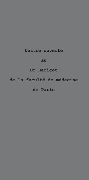 Picture of Lettre ouverte au Dr. Haricot, de la faculté de médecine de Paris