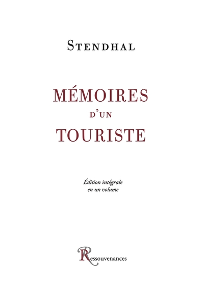 Image de Mémoires d'un touriste