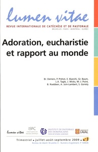 Picture of Lumen vitae 2009/3 Adoration, eucharistie et rapport au monde