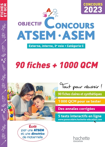 Image de Objectif Concours 2023 ATSEM 90 Fiches 1000 QCM