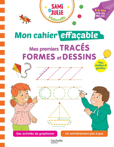 Picture of Sami et Julie Maternelle - Mon cahier effaçable - Mes premiers tracés, formes et dessins (2-6 ans)