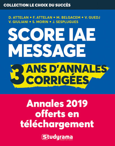 Image de Score IAE message : 3 ans d'annales corrigées