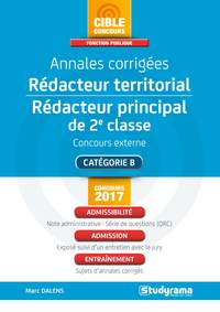 Image de Annales corrigées rédacteur territorial, rédacteur principal de 2e classe 2017